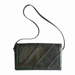 Vintage Gray Faux Leather Clutch Shoulder Bag Convertible 1980s